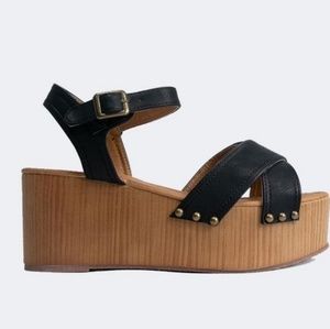 Wooden platform shoes